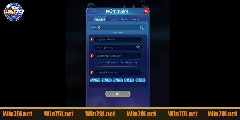 Quy trình rút tiền Win79